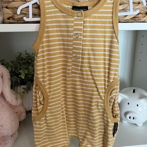 Yellow Striped Baby Romper